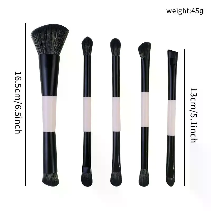 1/5 pezzi pennello per fondotinta a doppia estremità professionale per miscelazione di contorni strumenti per trucco cosmetico fard in polvere in fibra artificiale