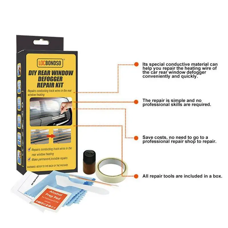 DIY Quick Repair Car Rear Window Defogger Repair Kit Scratched Grid Fix Heater Defroster Window Lines Broken Glass