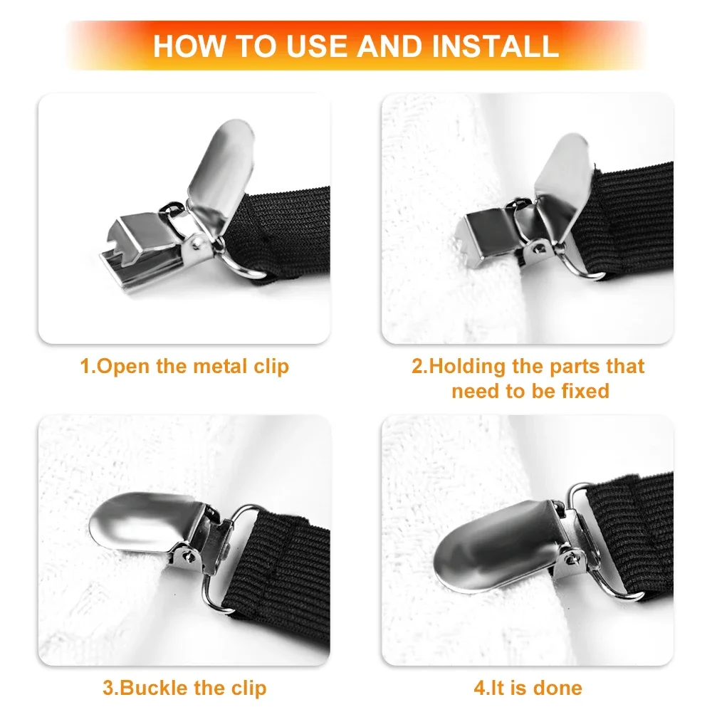 4Pcs/Set Adjustable Bed Sheet Grippers Belt Fastener Bed Sheet Clips Mattress Cover Blankets Quilt Holder Organize Gadgets