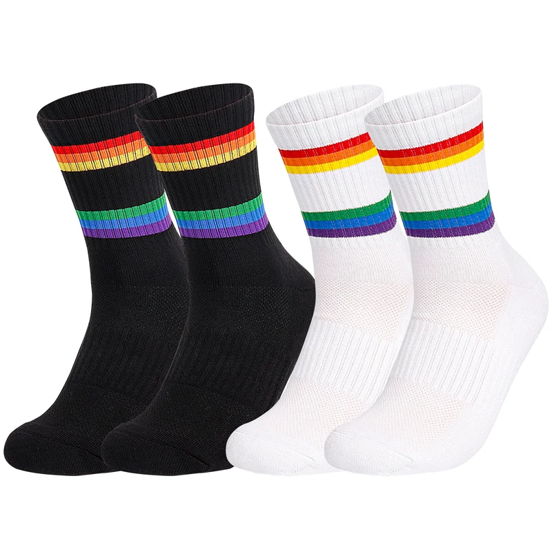 1 Pair High Quality Sport Socks for Men Mid Calf Length Running Basketball Socks WomenThicken Non Slip Camping Cycling Stocking