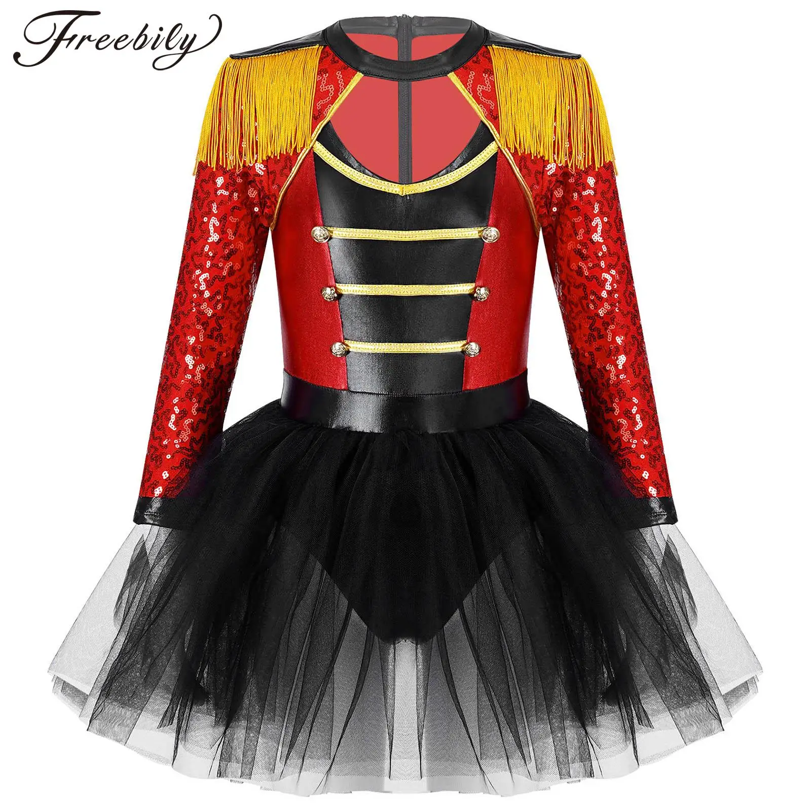 Costumes LYus Ringmaster pour enfants, robe tutu à paillettes pour filles, Halloween, carnaval, fête d'anniversaire, débat, Tamer Dam fur s Up, Tassel