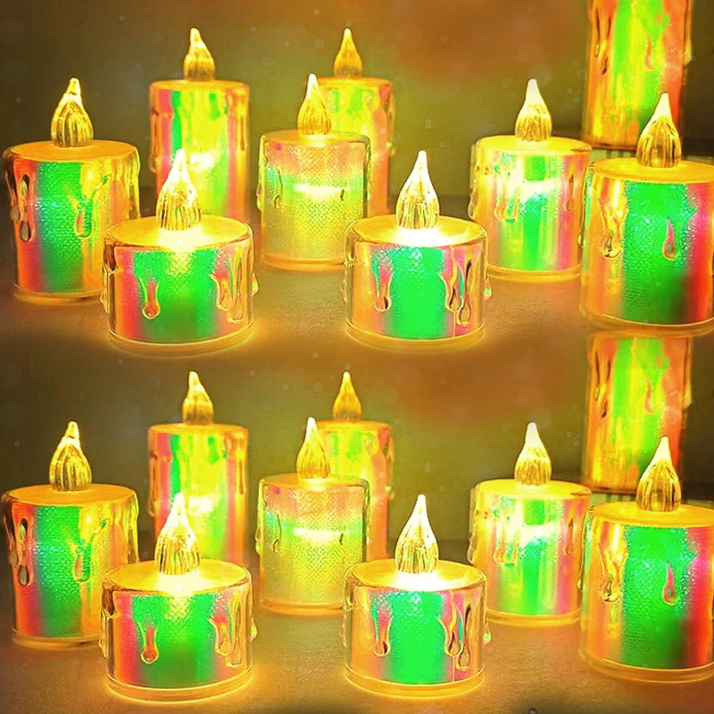 

3/1Pcs LED Candle Light Flameless Tear Tealight Home Christmas Party Wedding Colorful Atmosphere Electronic Candle Night Lamp