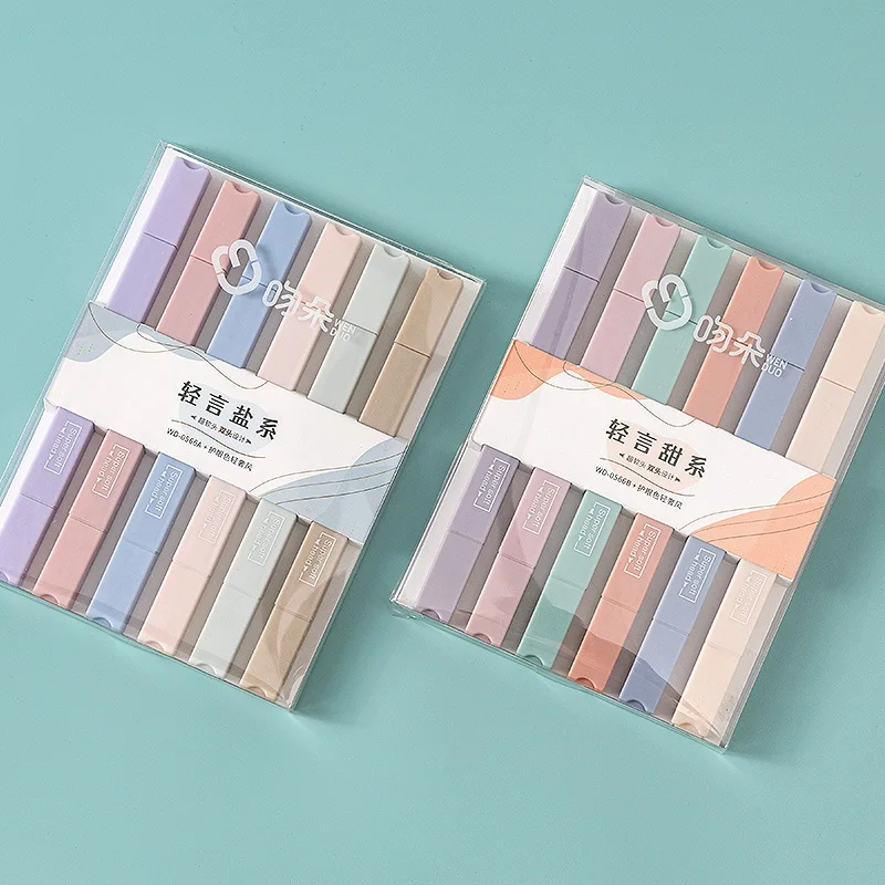 Stylo surligneur à Double tête Kawaii, marqueurs de couleur bonbon à séchage rapide, couleur pastel, fournitures de papeterie scolaires 6