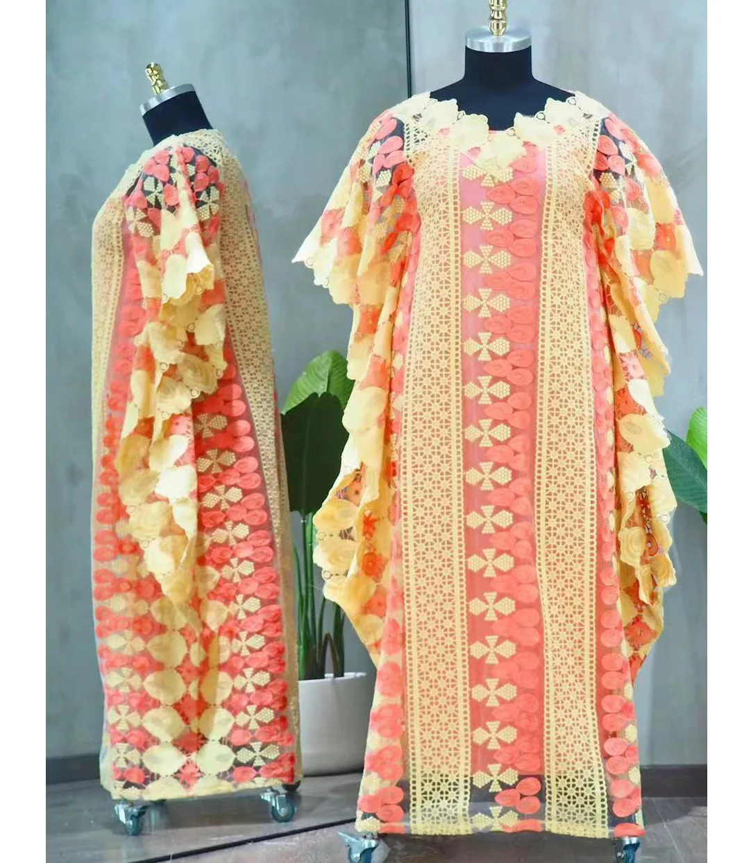 MAMADA L7539 아프리카 여성 의류, Dashiki Abaya 세련된 느슨한 긴 이브닝 맥시 드레스 및 내부 스커트, 프리 사이즈 댄스 파티