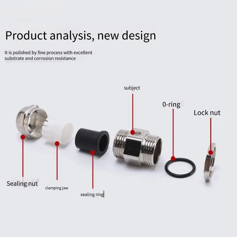 Copper Nickel-Plated Breathing Pressure Reducing Valve Gland Waterproof Connector Cable Breathable Fixed Lock for Enhanced Airfl 4