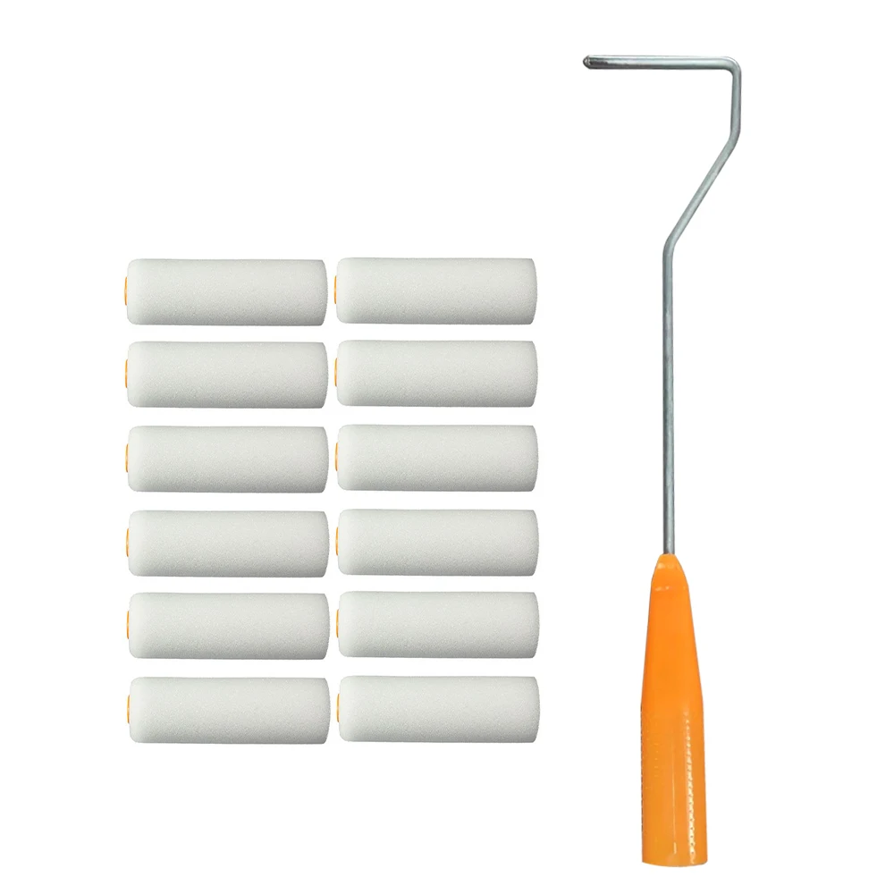 Imagem -06 - Mini Kit de Rolo de Pintura com Cabeça de Esponja e Alças 100 mm Borda Pequena Reutilizável Poliéster Escova Revestimento 13 Pcs por Conjunto