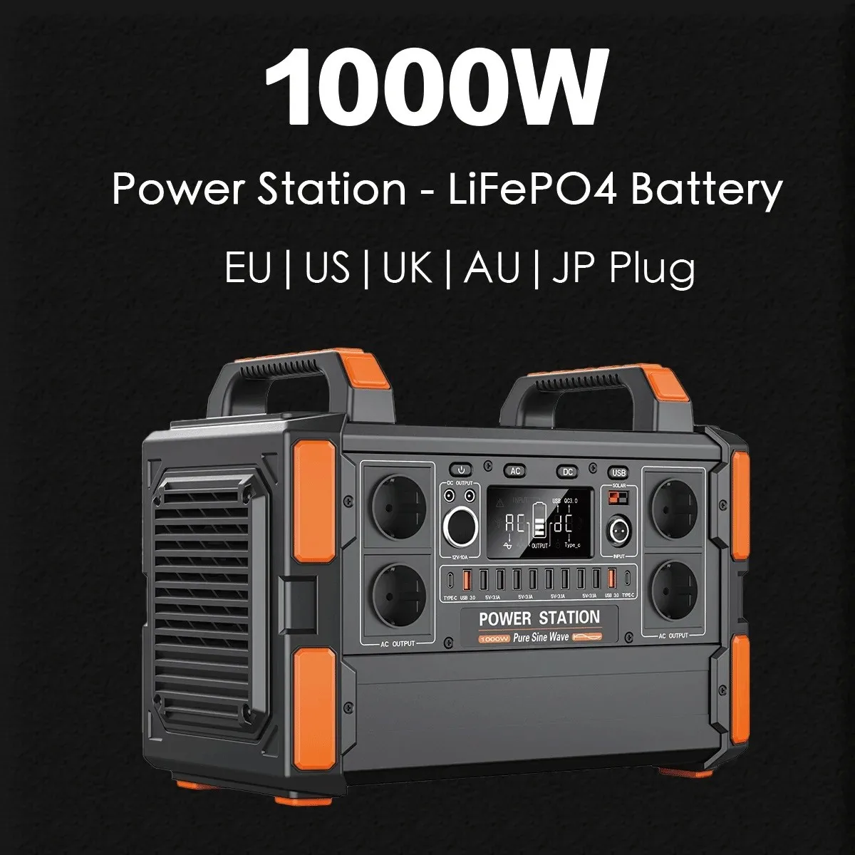 Home LiFePO4 1000W High Capacity Portable Power Station Outdoor Camping Solar Uninterruptible Power Supply (UPS) Lithium Battery