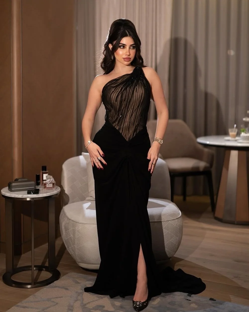 

Customized Exquisite Casual Jersey Beading Sequined A-line Strapless Long Dresses Bespoke Occasion Dresses High Quality Elegant