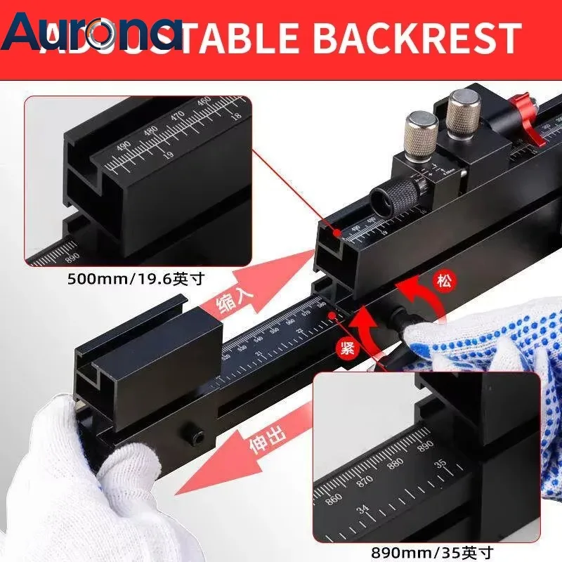 【Smart】Aluminum Alloy T-Slot Track, Adjustable Telescopic Backrest, Table Saw Push Stick, Mitre Gauge, Woodworking Table, Invert