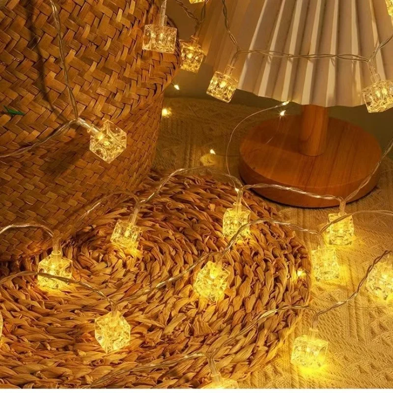 Multicolour Warm Ice Cube String Lights Fairy Night Lamp Room Garland Curtain Girls Brithday Wedding Party Decoration Lights