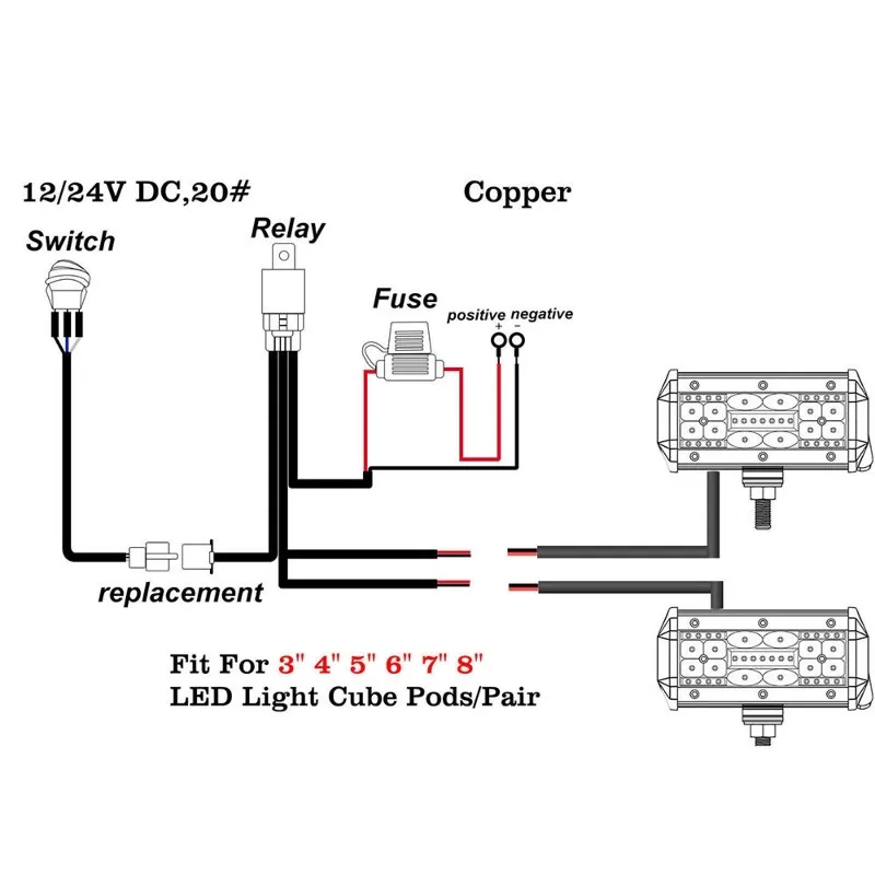 

Комплект проводки для светодиодных фар: защита и безопасность для рабочих, противотуманных и ходовых огней, кабель с выключателем, автоаксессуары - A67F