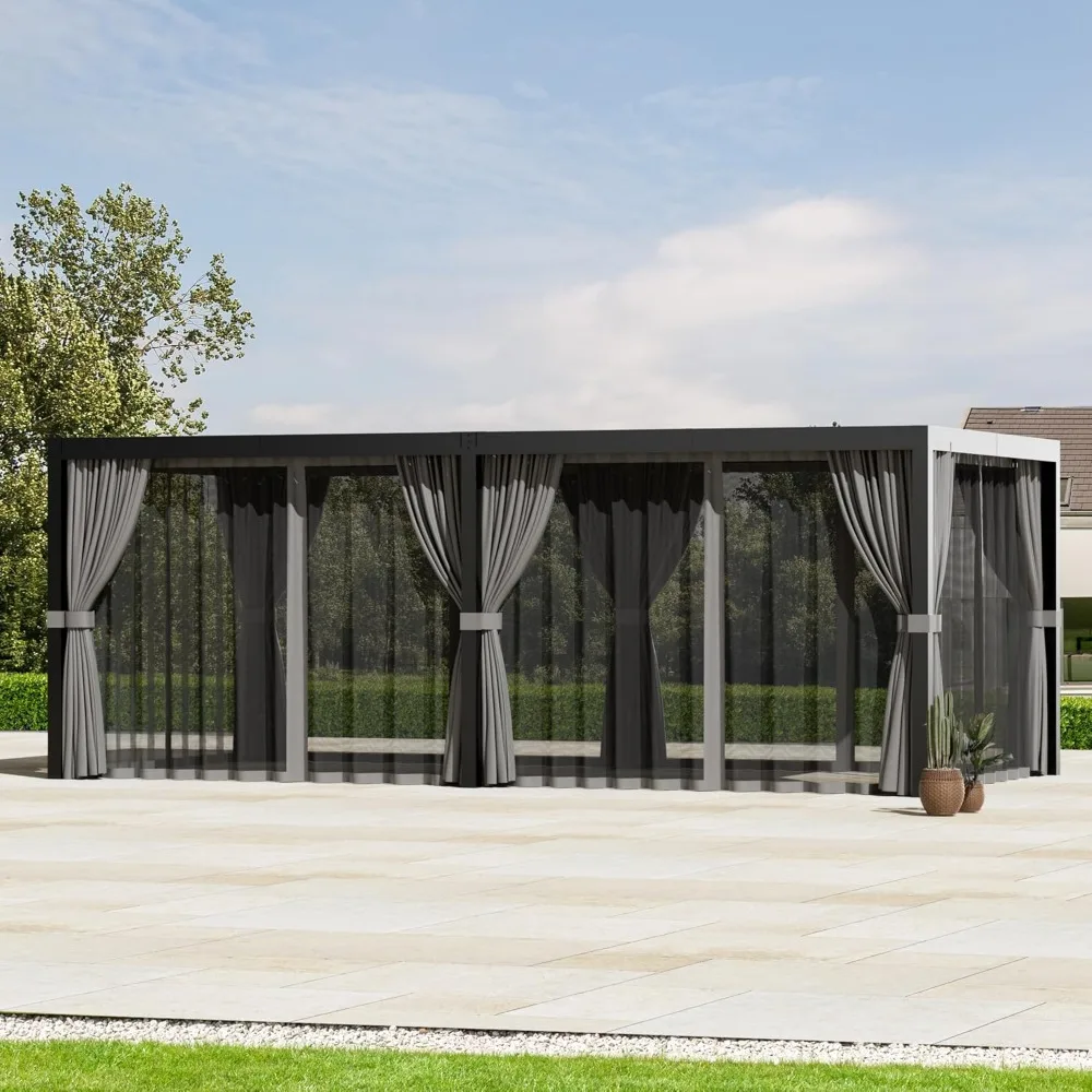 

Outdoor Pergola Privacy Curtains & Mosquito Netting with Zipper for 10' x 20' Louvered Pergola,, Customized