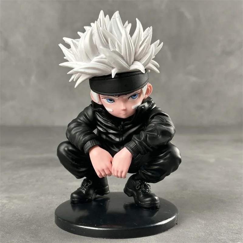 Q Version Gojo Satoru Crouching Pose Jujutsu Kaisen Anime Figure Car Model Desktop Decor Boyfriend Birthday Gift Collection
