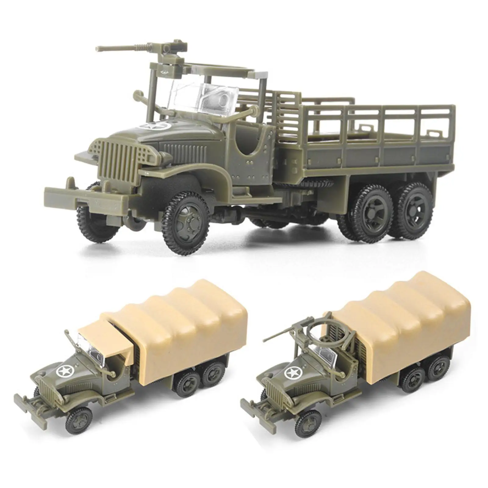 2 Pieces Simulation 1:72 4D Assemble Truck Vehicle Model Toy Collectible Gifts Building Kit Car Sand Table Decor Educational Toy