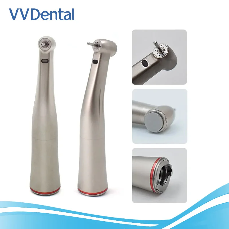 

Dental 1:1 1:5 LED Fiber Optic Handpiece Internal Water Spray Contra Angle Push Button Chuck Ring Low Speed Handpiece