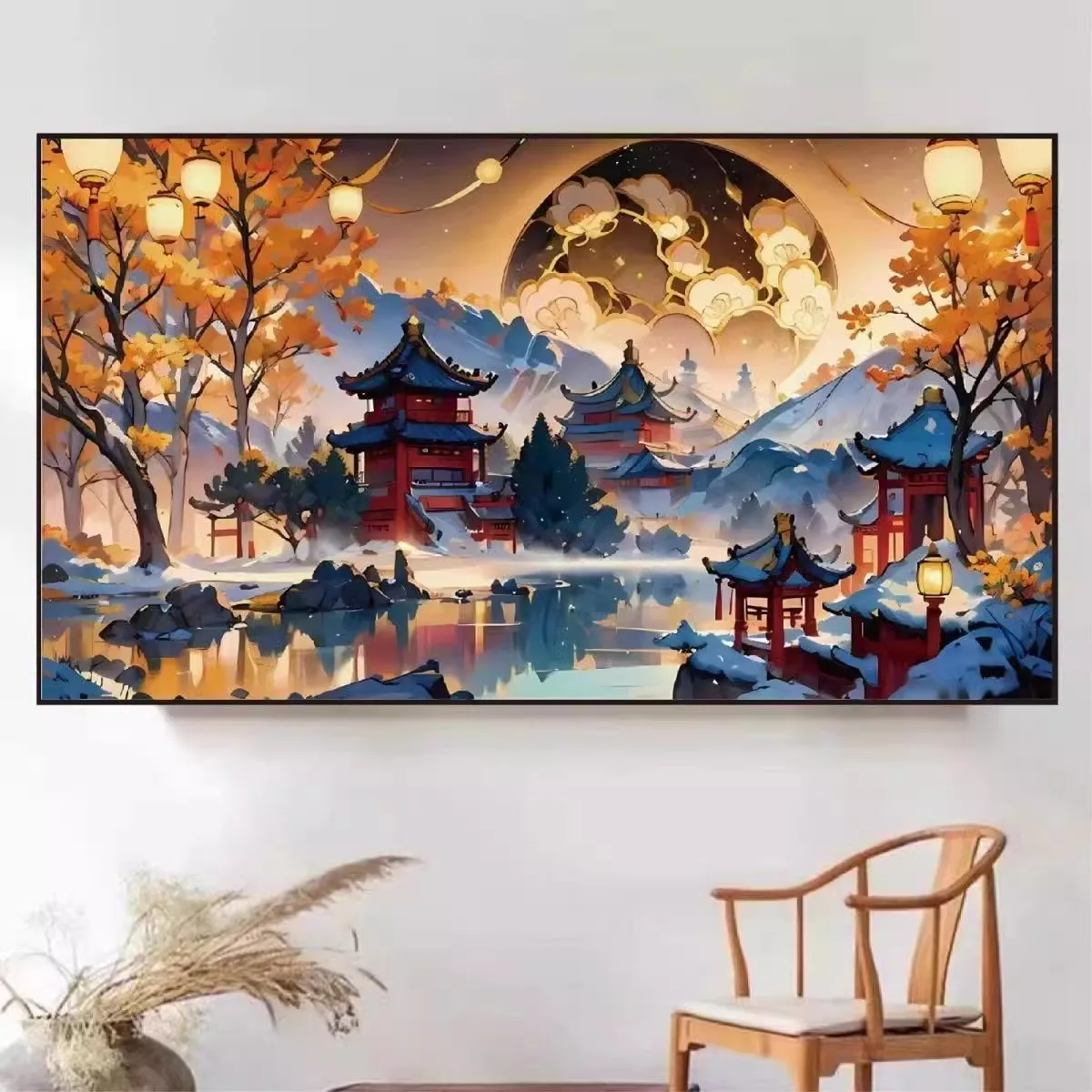 9ct 60x95cm Scenery Embroidery DIY Chinese Style Printed Kits Cross Stitch Needlework Set Home Decor Crafts