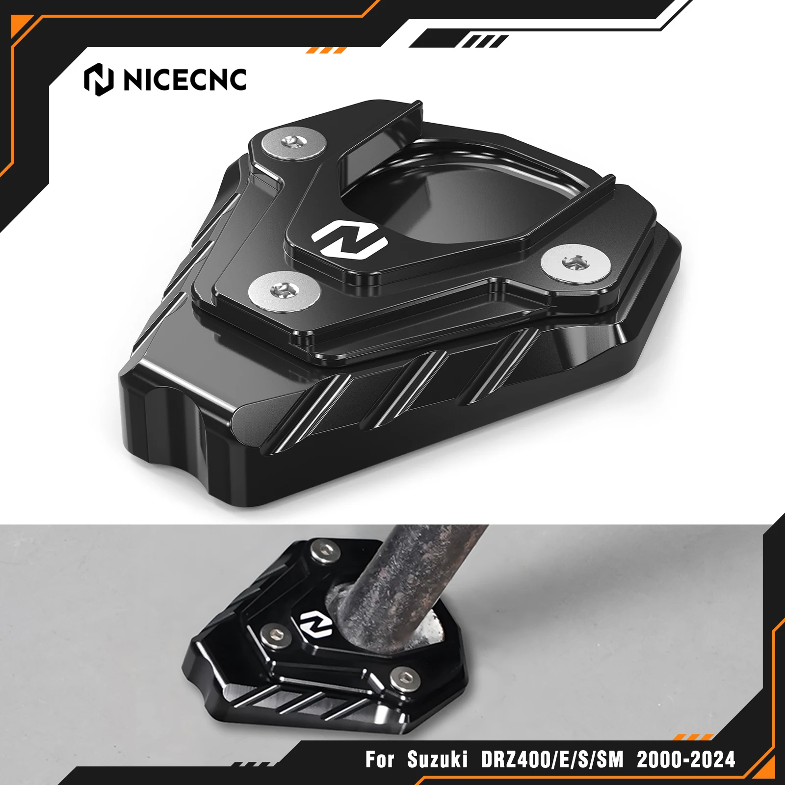 

NICECNC For Suzuki DRZ400SM DRZ 400SM 400S 2005-2024 DRZ400S 2000-2024 2023 Kickstand Side Stand Pad Extension Billet Aluminum