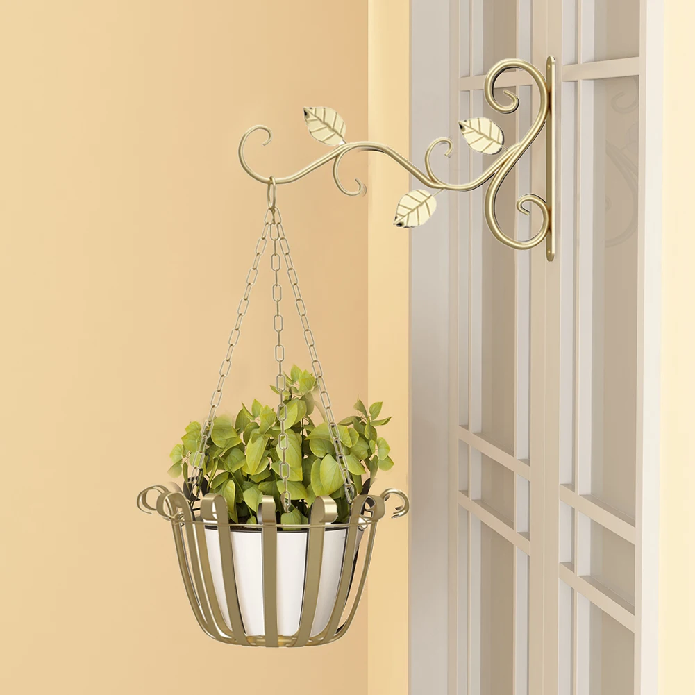 

Iron Hanging Plants Bracket Wall-mounted Hook Flower Pot Rack for Home Decor Simple Flower Pot Holder Garden Outdoor Decoration