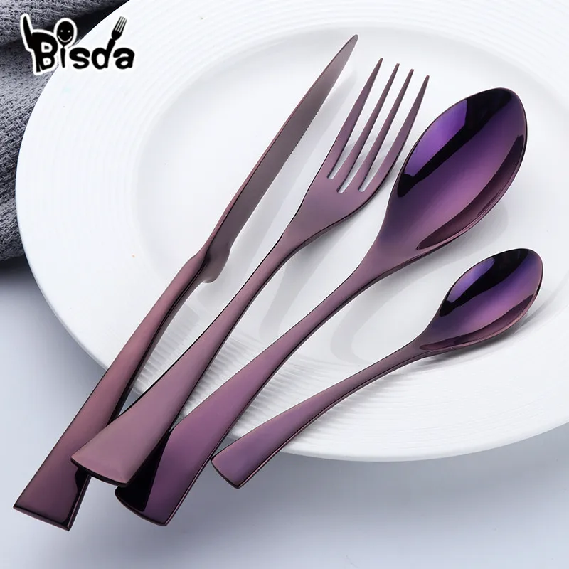 

Kaya Cutlery Set 24Pcs/lot Black Cutlery Stainless Steel Dinnerware Set Mirror Polish Table Knife Fork Used for restaurant