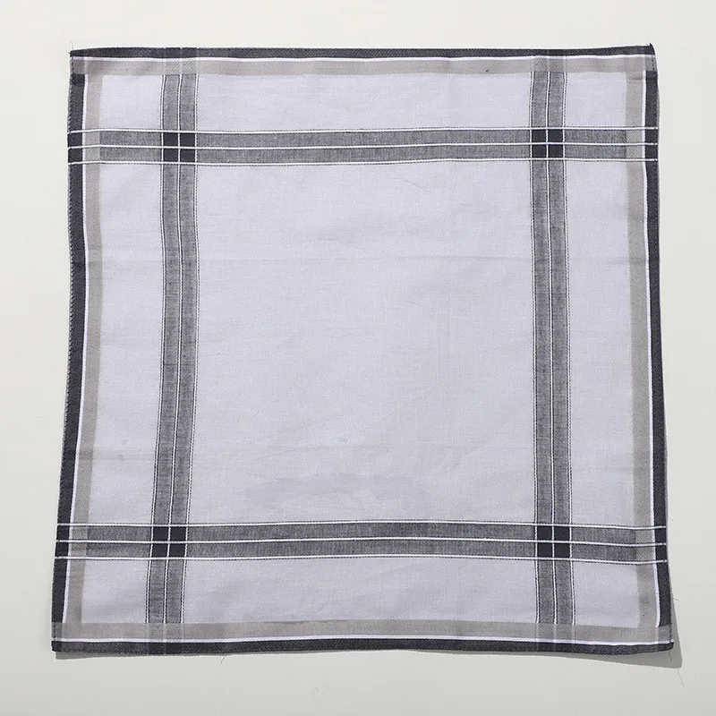 3Pcs 40x40cm 100% Cotton Men Checkered Striped Sweat Absorption Wiping Handkerchief