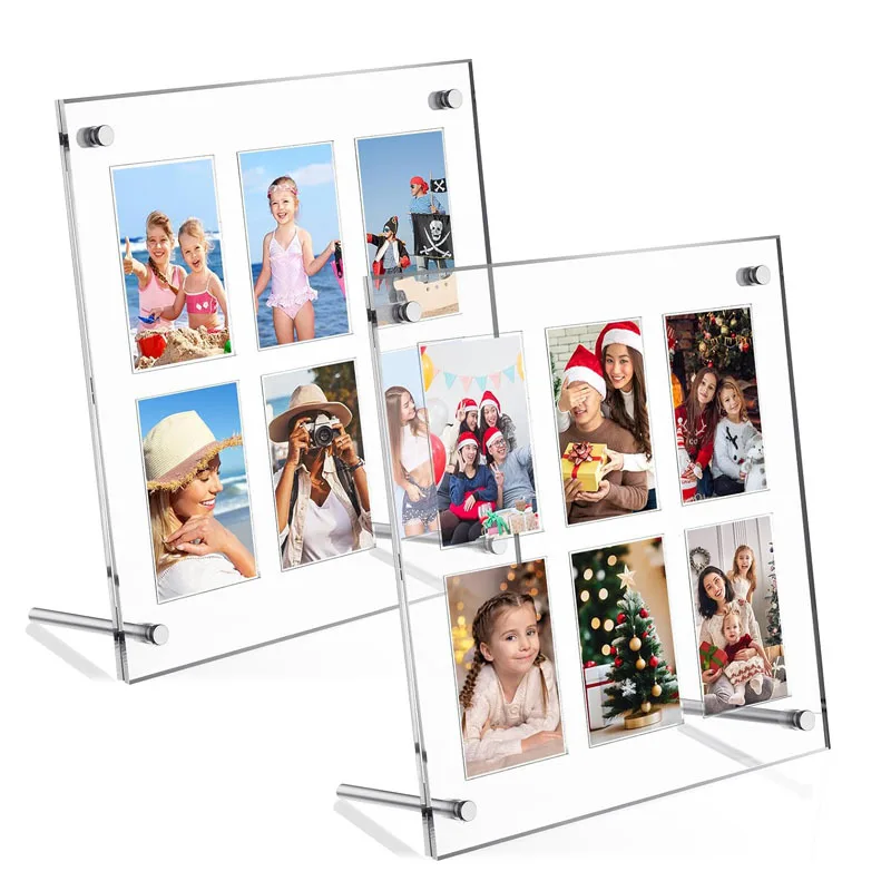 Acrylic Photo Frame Display Stand 3 Inch Clear Grid Case, Polaroid Photocard Badge Card Picture Holder Desktop Showcase Custom
