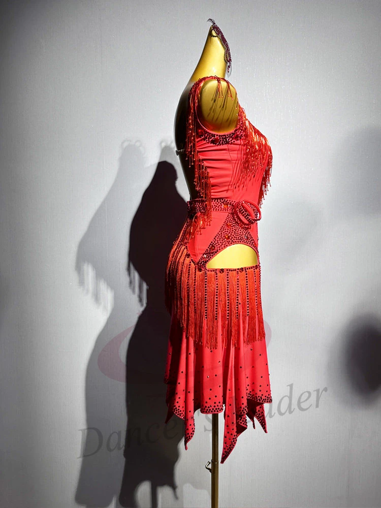 Dançarinos latinos, adultos, crianças, vestido de flor de tubo de contas costurado à mão personalizado de alta qualidade, vestido de performance de pedra tango samba ab