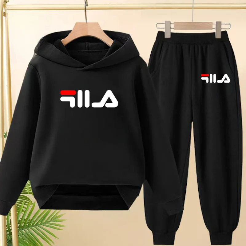 

Children Beautiful Print Outerwear Hoodie+Pants 3-12 Age Boy/Girl Fashion Pullover Hooded Autumn Winter Sportswear Two Piece Set