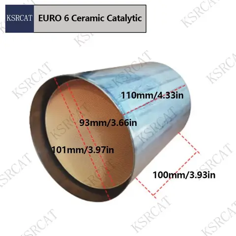 유로 6 세라믹 촉매 변환기 101x110mm 400cpsi 허니컴 촉매 자동차 배기 정화용