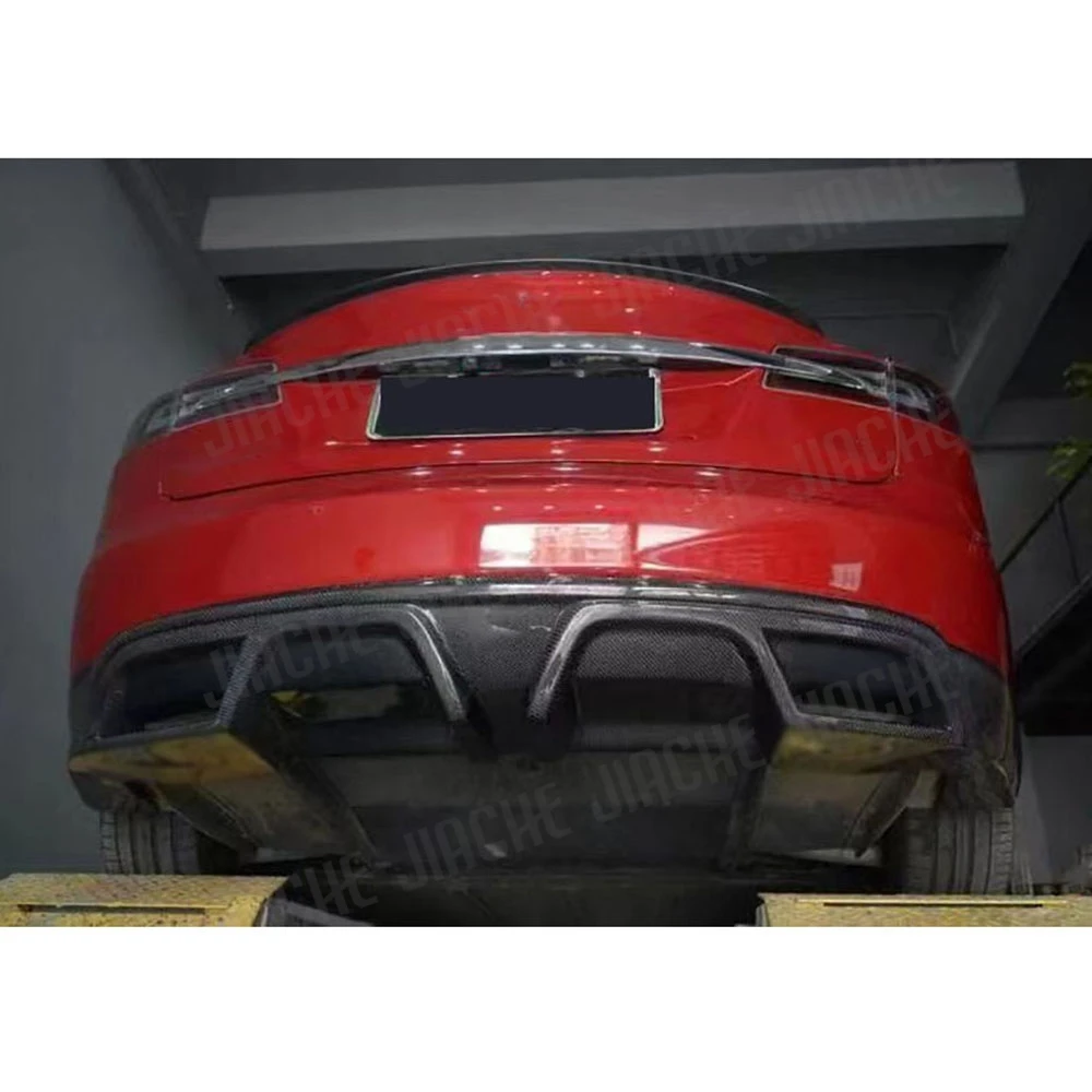 

Carbon fiber Rear Lip Diffuser Spoiler For Tesla Model S 2012-2015 Car Bodykit Bumper Protector FRP