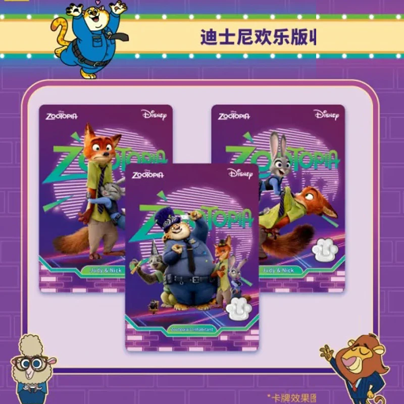 Cartes de collection originales de Disney pour enfants, édition heureuse, Zootopia, n ° 3, Judy Hopps, réparation Wilde, animation rare, jouet, cadeau de Noël