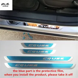 4PCS/Lot Slim Door Sill Scuff Plates Pedal Cover Car Stickers FOR 2010 2012 2013 2014 Chevrolet Chevy Cruze Sedan Hatchback