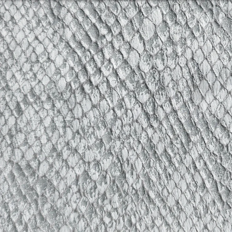 Grey and White Checkered Snake Skin Jacquard Fabric Three-dimensional Texture Jacket DIY Bag Clothing Designer Fabric