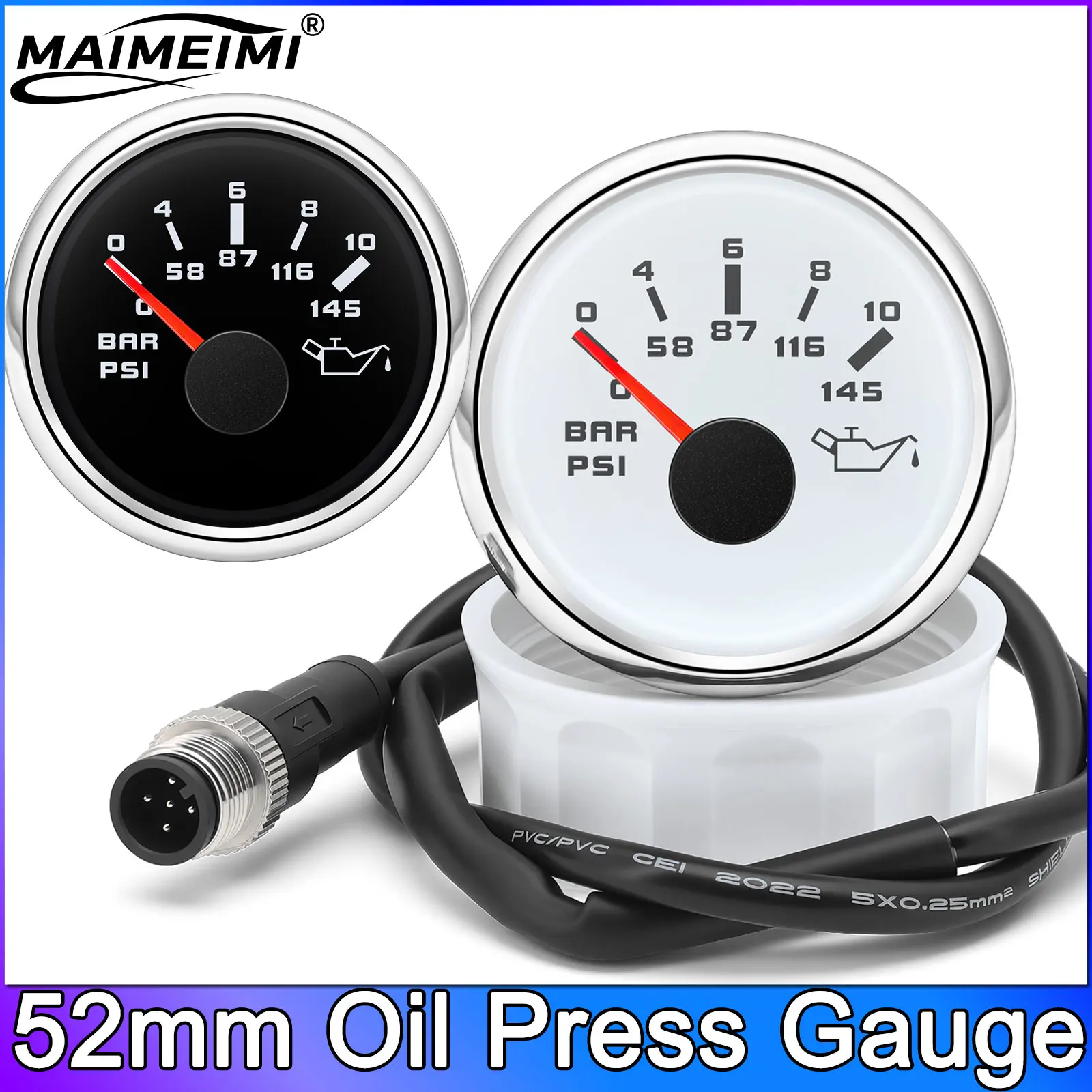 

Манометр давления масла 52 мм, порт STBD (старборд), NMEA2000, 0-10 бар, 0-150 PSI, для морских судов и автомобилей, с красной подсветкой