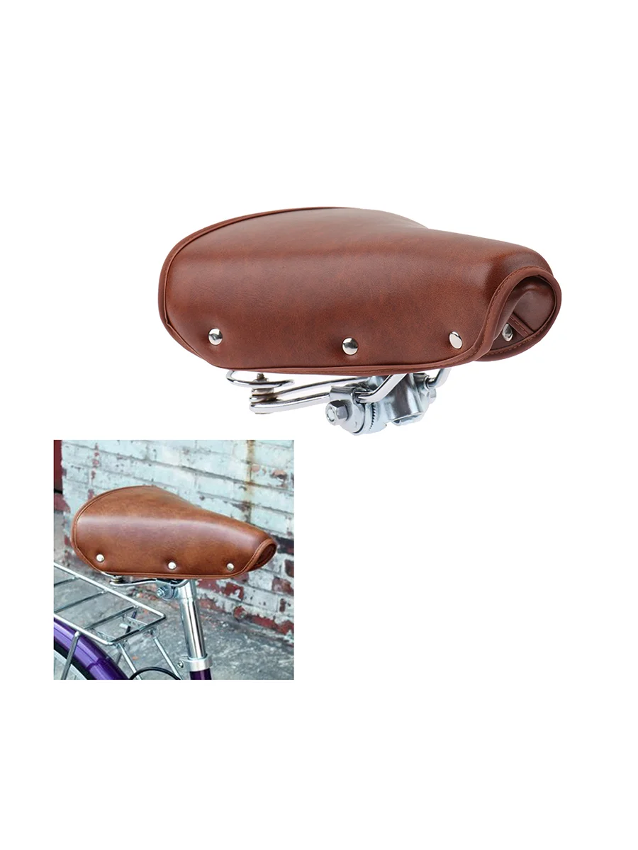 AliExpress NONE Vintage Retro Bicycle PU Leather  Seat, Comfortable Spring Bike Seat for Classic Bike[YY9]