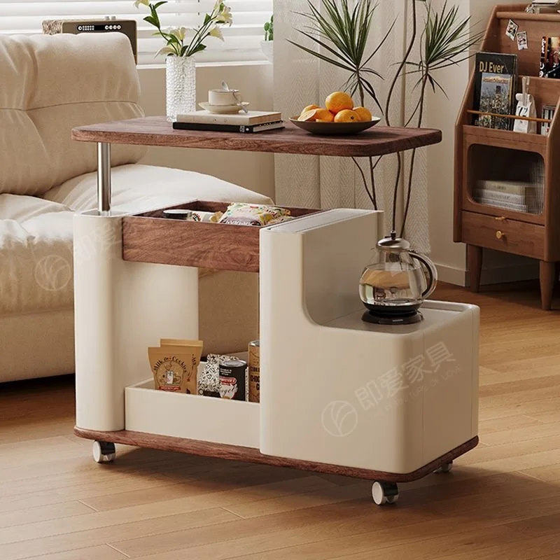 Mobile coffee table solid wood multi-functional Nordic simple household lifting modern small apartment living room