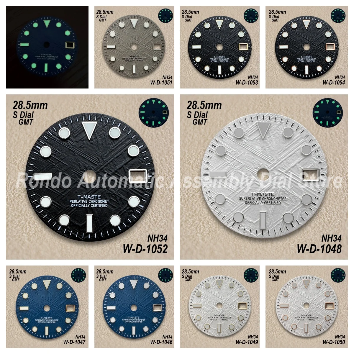 

28.5mm S Logo GMT New Meteorite Sphere Compatible With Japanese Movement NH34 Green Luminous High-Quality Clock Modification Acc