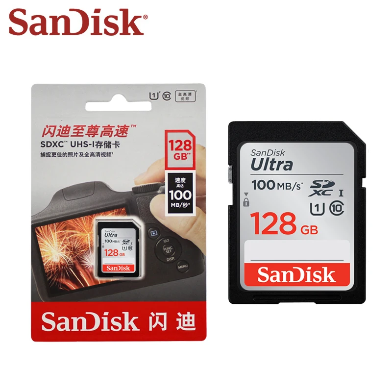 بطاقة SanDisk Ultra SD 32GB 64GB128GB 256GB SDXC فئة 10 U1 بطاقة ذاكرة فلاش SD عالية السرعة لتصوير كاميرا SLR فيديو 4K #1