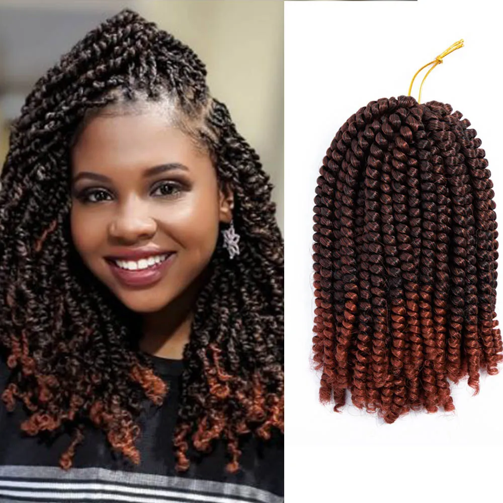 Ombre Synthetic 8 Inch Fluffy Spring Twist Extension Crochet Braiding Distressed Butterfly Locs Jamaica Bounce Bomb Twist Hair