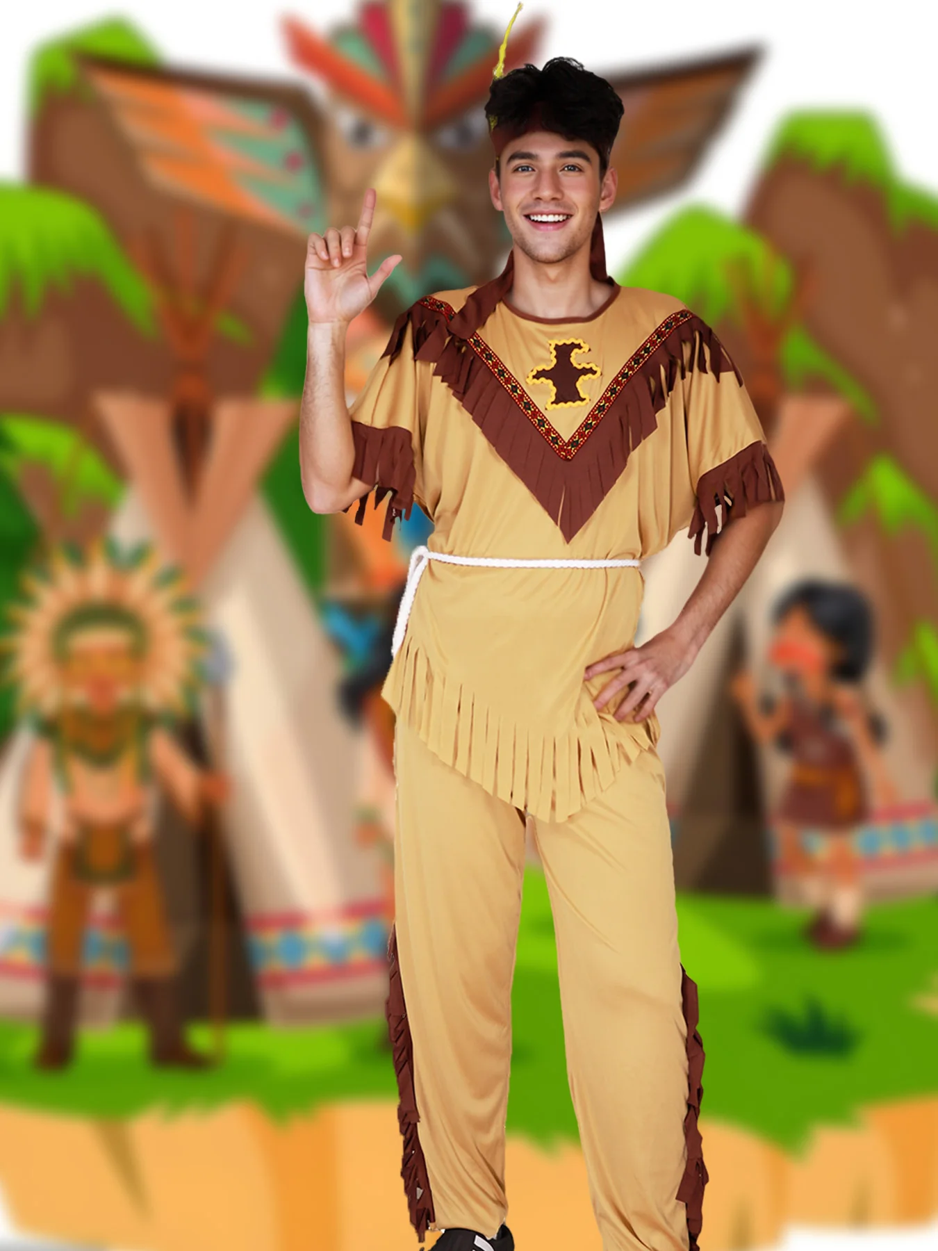 

Adult Brown Set Cosplay Party Costume Halloween Carnival Party Costume, Fancy Stage Performance Costume Indian