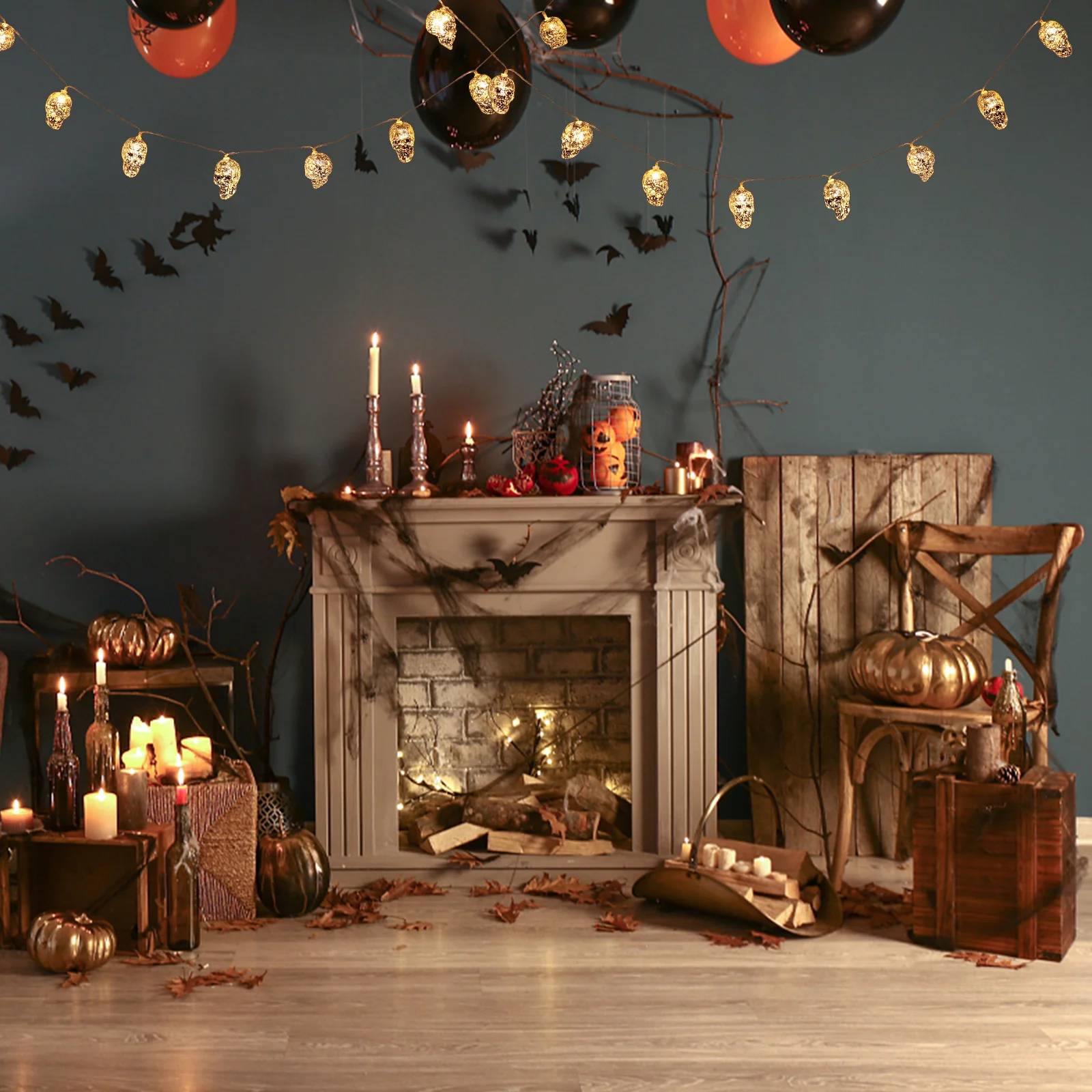 

1Set Skull LED String Lights Halloween Decorative Party Hanging Lamps Indoor Outdoor LED Atmosphere Lights Skull Lamp String