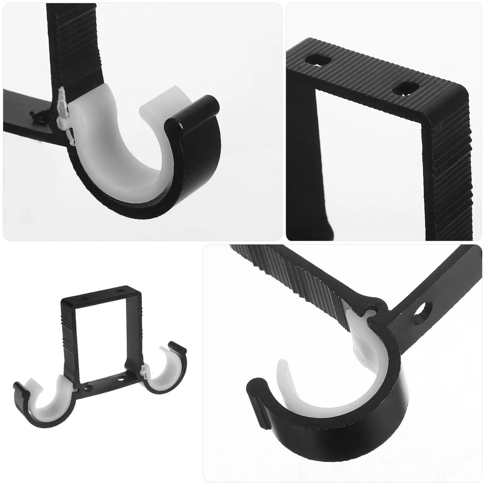 2Pcs Dual Curtain Rod Ceiling Mount Brackets Aluminum Alloy Heavy-Duty Space-Saving Modern Double Track Holder for Living Room