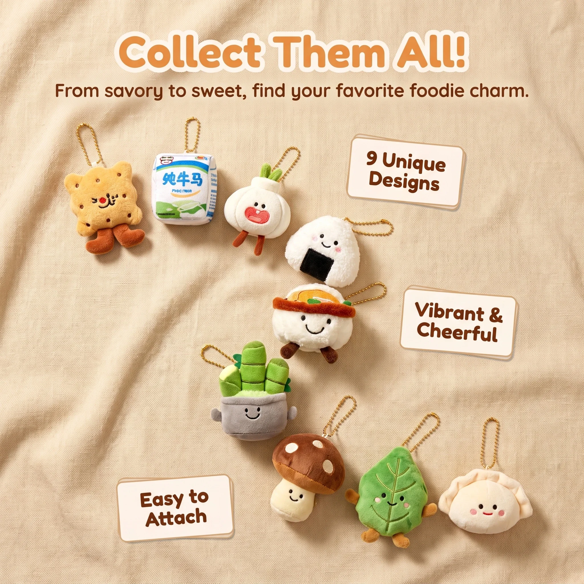 10CM Soft Fruit Veggie Plush Bag Charm Keychain, Cartoon Mushroom Cactus Carrot Expression Doll Pendant Kids Decor Gifts