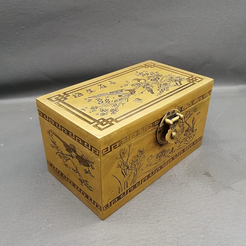 

Brass Storage Box Antique Antique Ancient Jewelry Box Xi Upper Brow Copper Box Retro Furnishings Decoration