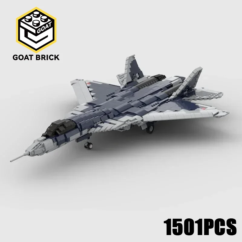 Bloques de construcción Moc, modelo de combate militar SU57, tecnología de aviones sigilosos, bloques modulares, regalo, juguetes de Navidad, conjuntos DIY de montaje