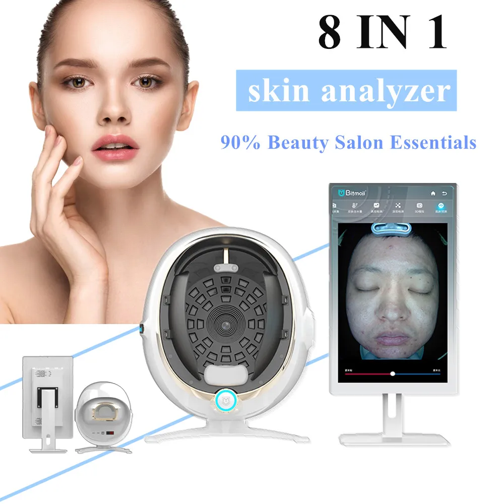 Machine de EAU de visage de miroir magique intelligent professionnel, diagnostic de peau, analyseur de peau qualifiée ale 3D, détecteur, 2024