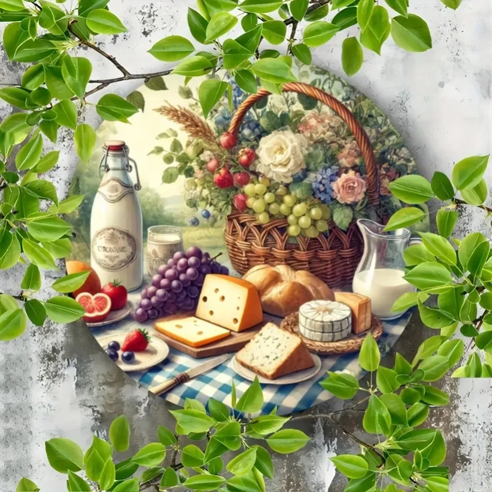 قطعة واحدة من جدارية غرفة النوم على الطراز المحلي - تصميم سلة الطعام والنبيذ |   فكرة لتزيين غرفة النوم والهدايا