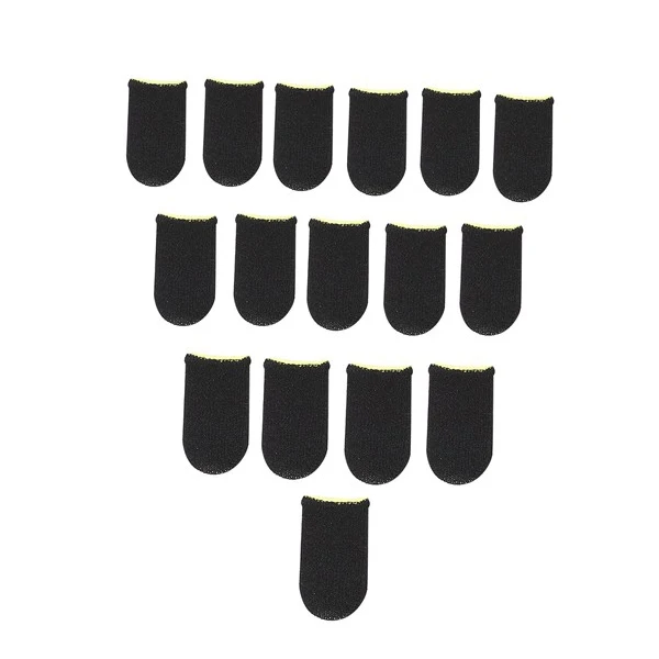 18-Pin Carbon Fiber Finger Sleeves for PUBG Mobile Games Press Screen Finger Sleeves,Black & Yellow(24 Pcs)