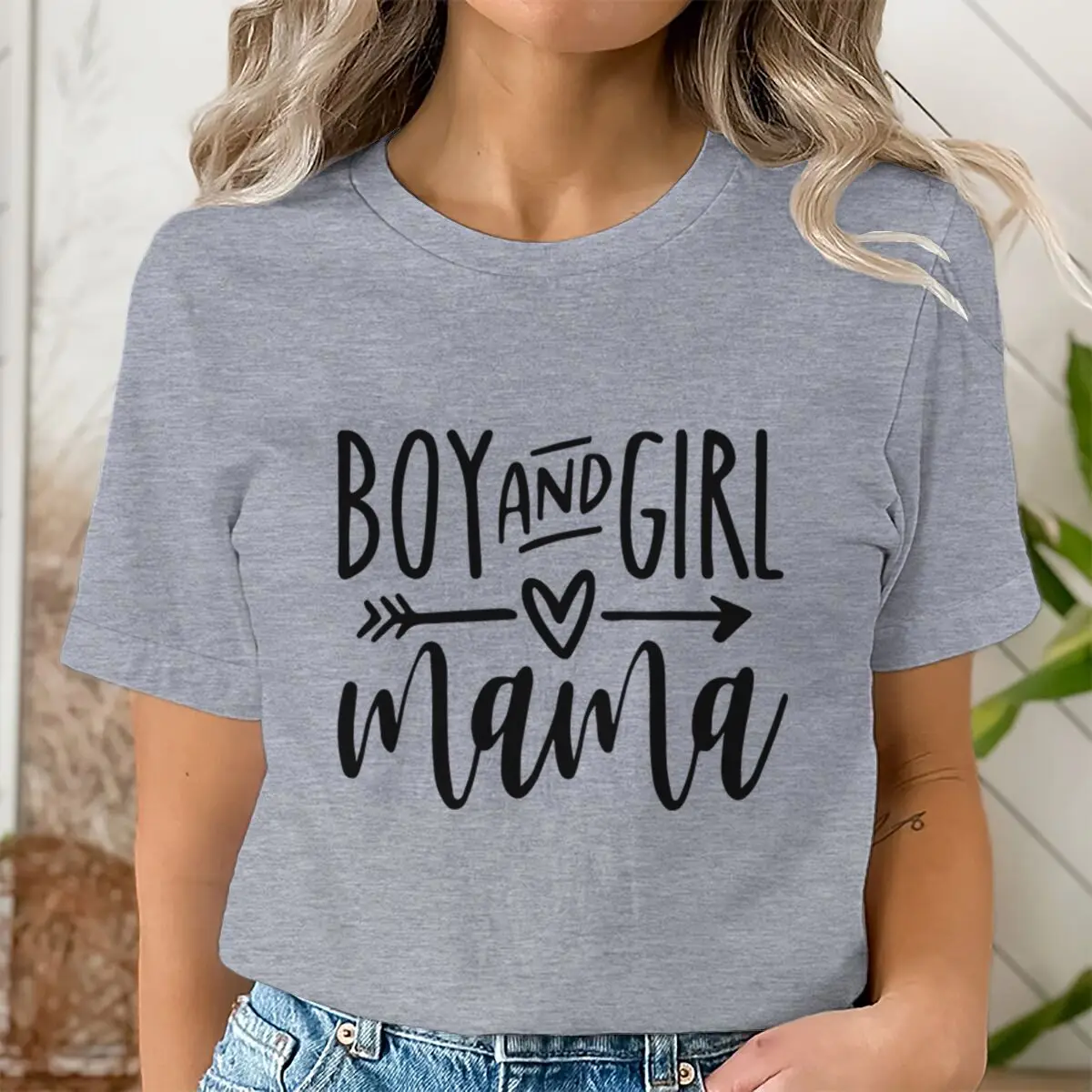 Boy and Girl Mama Graphic T Shirts Mother's Day Clothes Mom of Two Short Sleeve Tee Ladies T-shirts Mama Summer Casual Tops