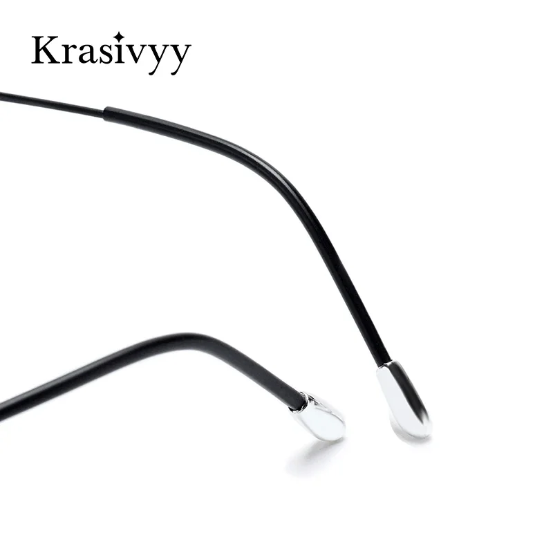Krasivyy-gafas graduadas cuadradas sin montura para hombre y mujer, marco de titanio, diseño europeo, novedad de 2024