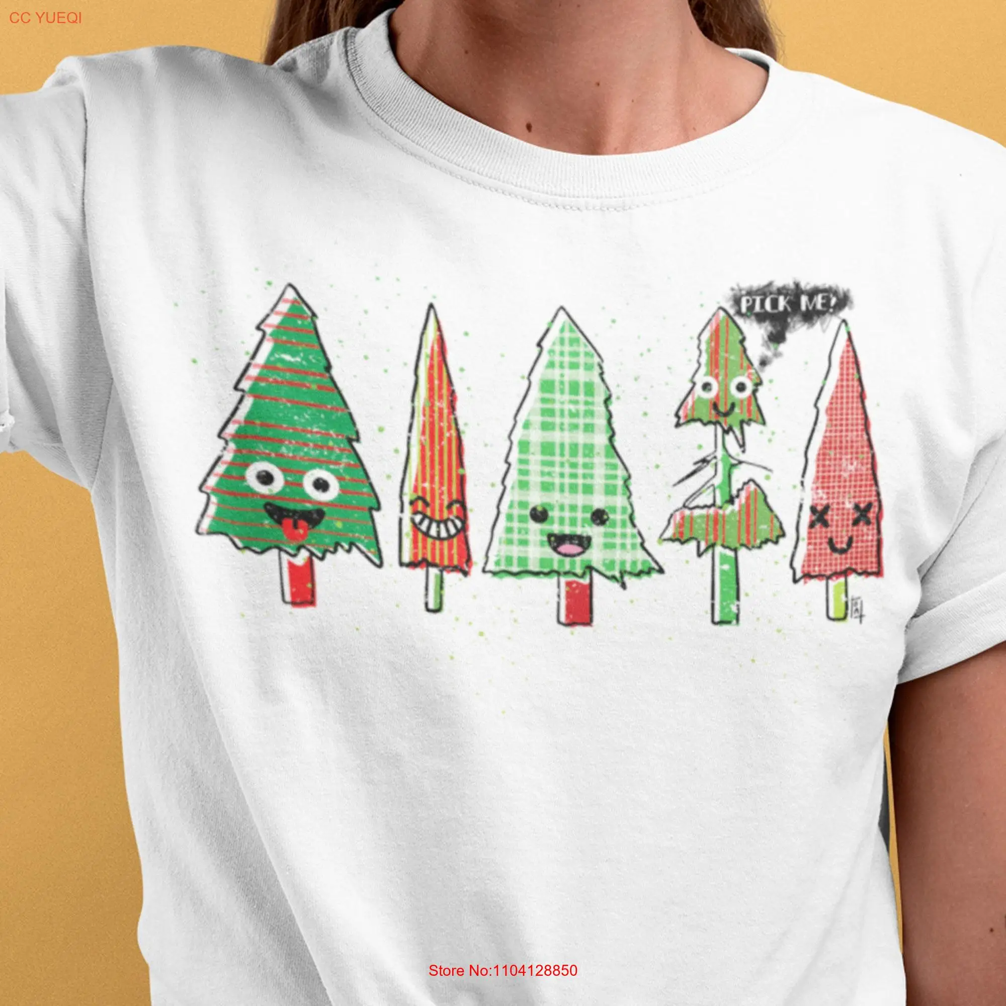 Pick Me Christmas Tree T shirt Spirit Evergreen Trees Fun Holiday Xmas Ornaments Striped Decor long or short sleeves